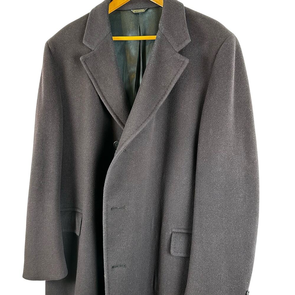 Vintage Wool Cashmere Blend Long Brown Trench Coat Mens Size 48 Reg